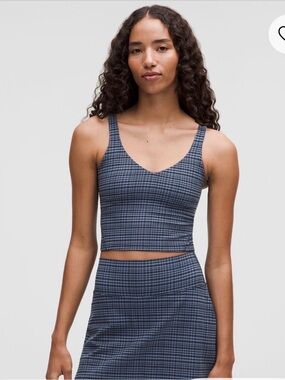 Brand new, never worn, lululemon athletica Navy Plaid Cropped Tank
